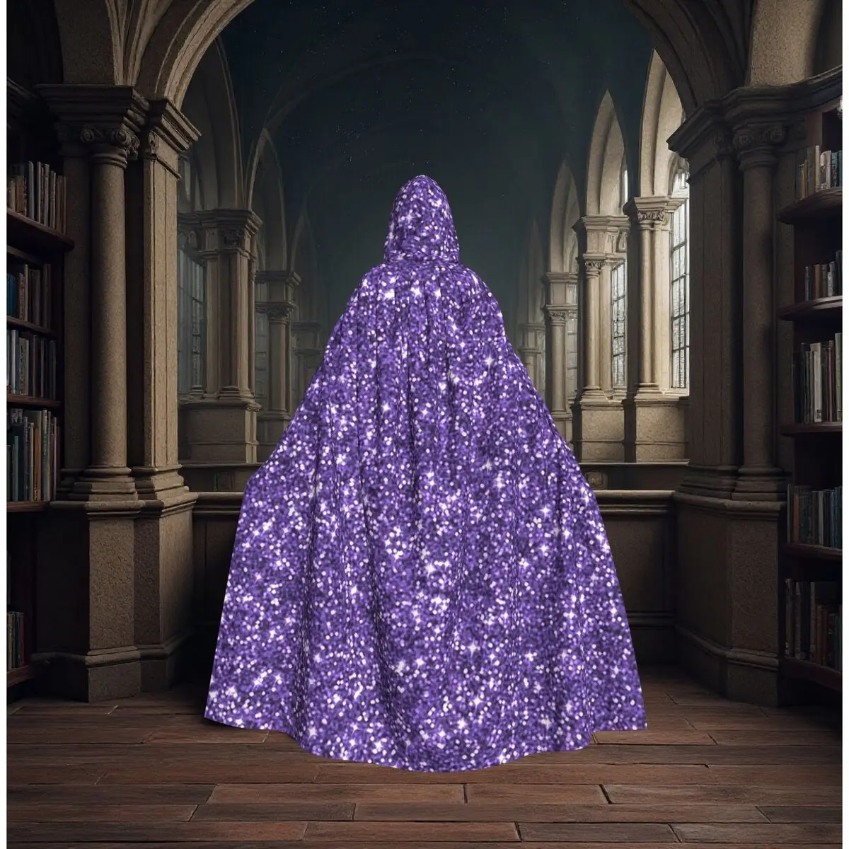 Gothic Elegant Glittering Glitter Purple And Black Sparkling Long Hooded Cloak Witch Medieval Costume Cosplay Cape HalloweenCoat
Gothic Elegant Glittering Glitter Purple And Black Sparkling Long Hooded Cloak Witch Medieval Costume Cosplay Cape HalloweenCoat