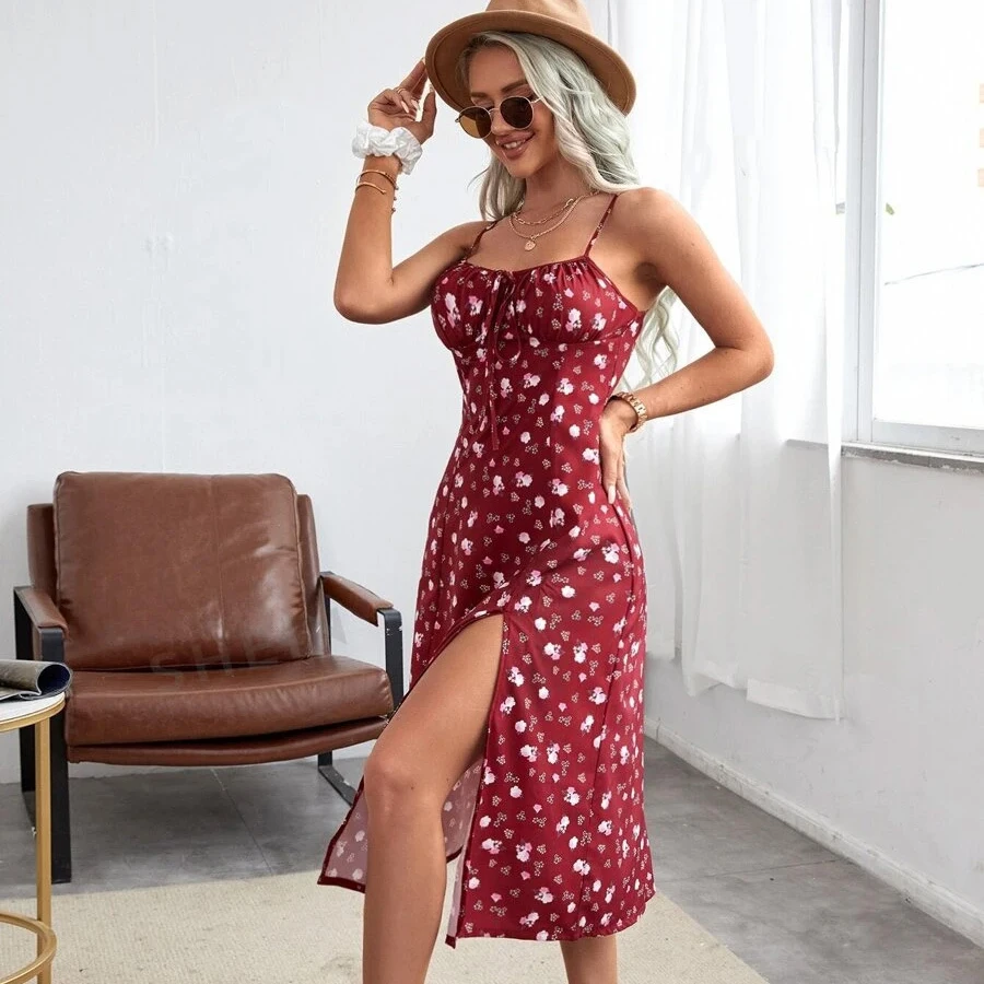 Summer Women Floral Print Spaghetti Straps Boho Beach Dress Slim Slit Dress Chic Bodycon Lady Sleeveless Vestidos
Summer Women Floral Print Spaghetti Straps Boho Beach Dress Slim Slit Dress Chic Bodycon Lady Sleeveless Vestidos