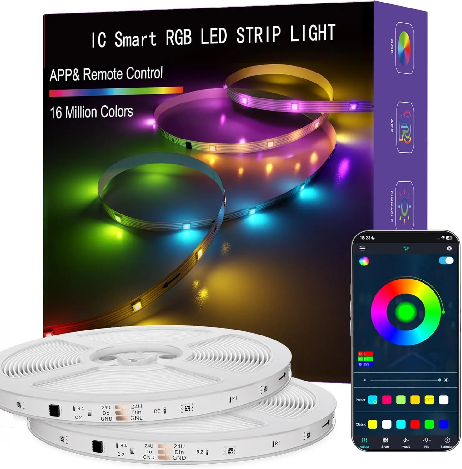 Умные светодиодные ленты RGB, 200 футов, управление через приложение, синхронизация с музыкой, эффекты радуги для декора дома и вечеринок
Умные светодиодные ленты RGB, 200 футов, управление через приложение, синхронизация с музыкой, эффекты радуги для декора дома и вечеринок