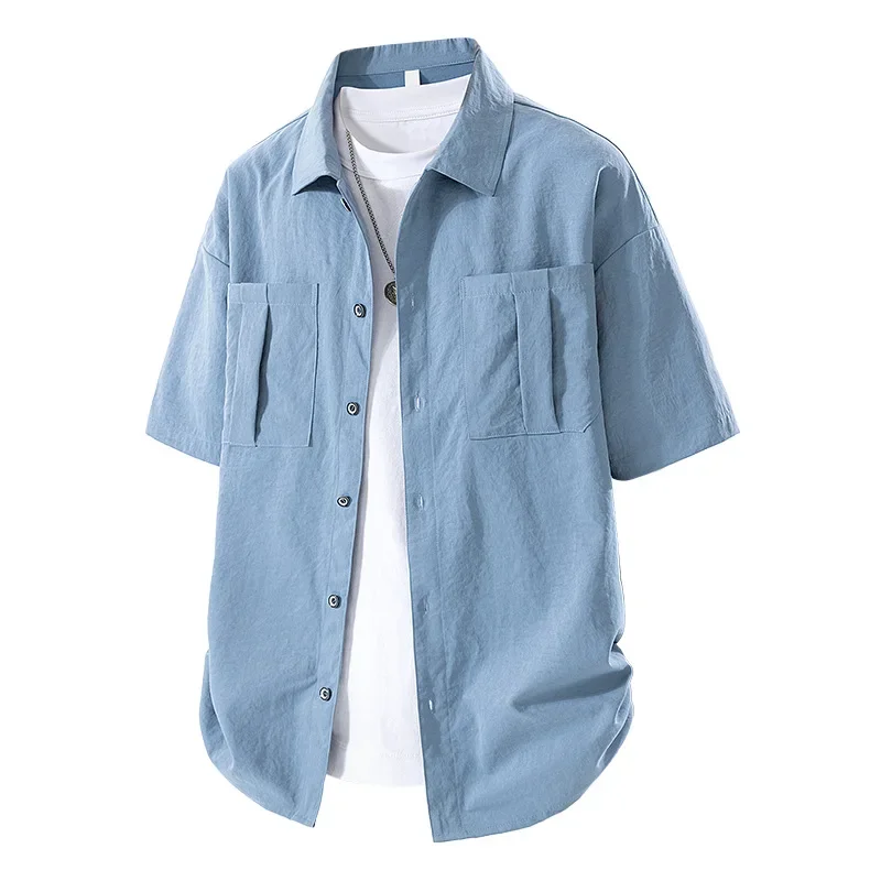 Plus Size American Style Trendy Men's T-Shirt Simple Summer Shirt Large Size Street Style French Hong Kong Wind Casual Top 
Plus Size American Style Trendy Men's T-Shirt Simple Summer Shirt Large Size Street Style French Hong Kong Wind Casual Top