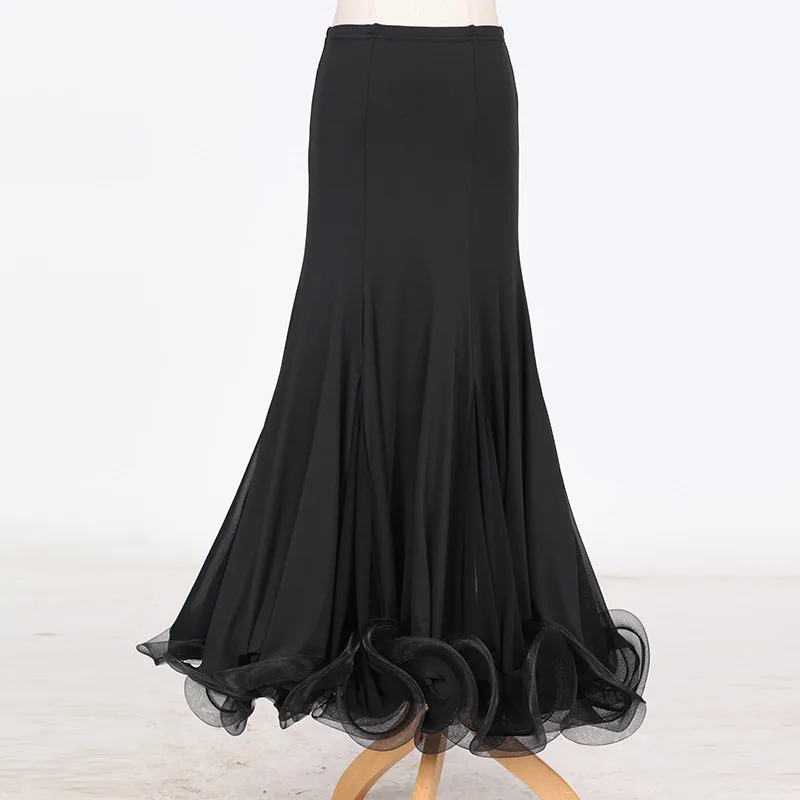 Women Black Ballroom Dance Skirt Stretchy Fabric Long Ruffled Hem Mermaid Skirt for Waltz Tango Standard Dancewear
Women Black Ballroom Dance Skirt Stretchy Fabric Long Ruffled Hem Mermaid Skirt for Waltz Tango Standard Dancewear