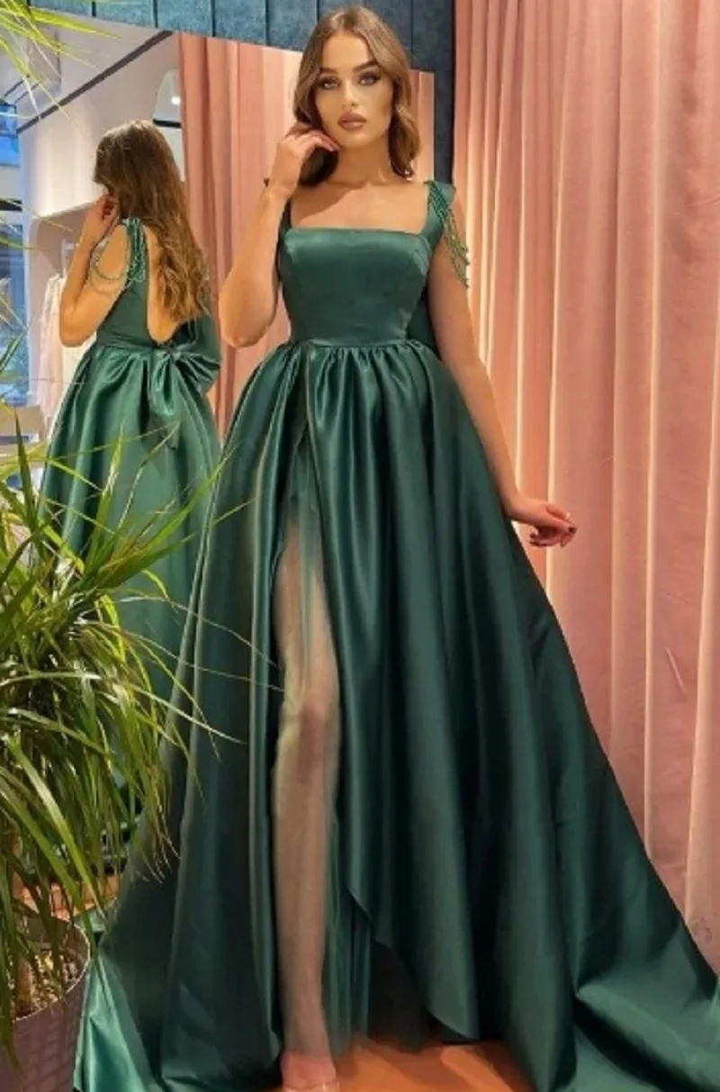 BLUEDRESSStoreEvening Dresses 2023 Elegant Satin Square Neckline Spaghetti Strap Beaded Tassel High Slit Formal Party Prom Gowns
BLUEDRESSStoreEvening Dresses 2023 Elegant Satin Square Neckline Spaghetti Strap Beaded Tassel High Slit Formal Party Prom Gowns