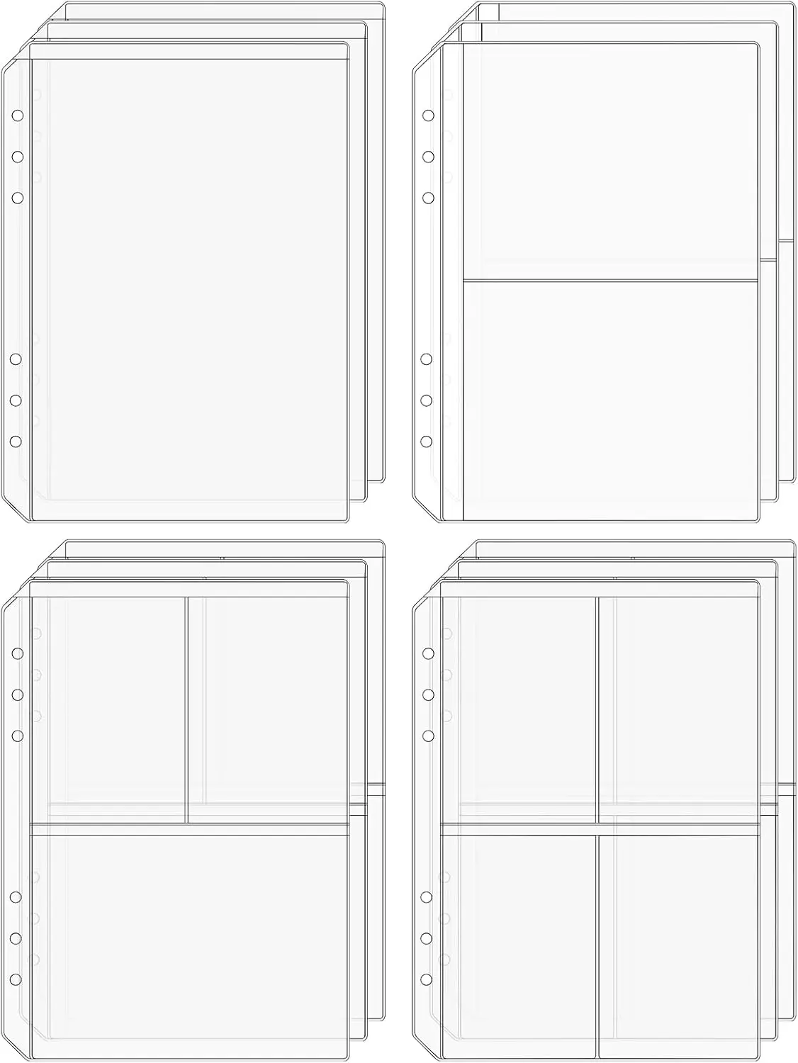 New A5 Transparent 6 Ring Binder Pockets(4 Types)- 6pcs Zipless/2-Pocket Binder Bag/3-Separate Pocket and 3-Separate Pocket
New A5 Transparent 6 Ring Binder Pockets(4 Types)- 6pcs Zipless/2-Pocket Binder Bag/3-Separate Pocket and 3-Separate Pocket