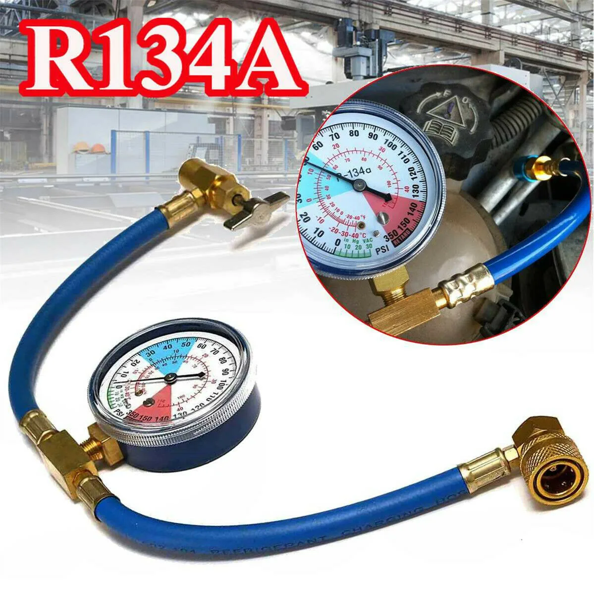 Automotive Air Conditioner Recharge Hose Gas Gauge, 1/2 Thread for American and Europe Fittings, Rubber Connection Hose
Automotive Air Conditioner Recharge Hose Gas Gauge, 1/2 Thread for American and Europe Fittings, Rubber Connection Hose