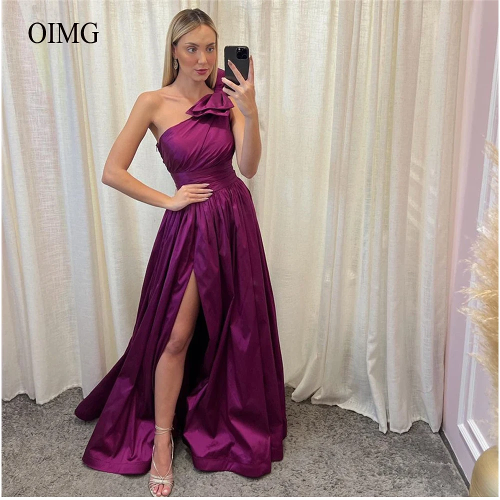 Purple Satin Long Evening Dresses One Shoulder Bow Side Slit Prom Gowns Formal Party Event Dress Robe de soiree
Purple Satin Long Evening Dresses One Shoulder Bow Side Slit Prom Gowns Formal Party Event Dress Robe de soiree
