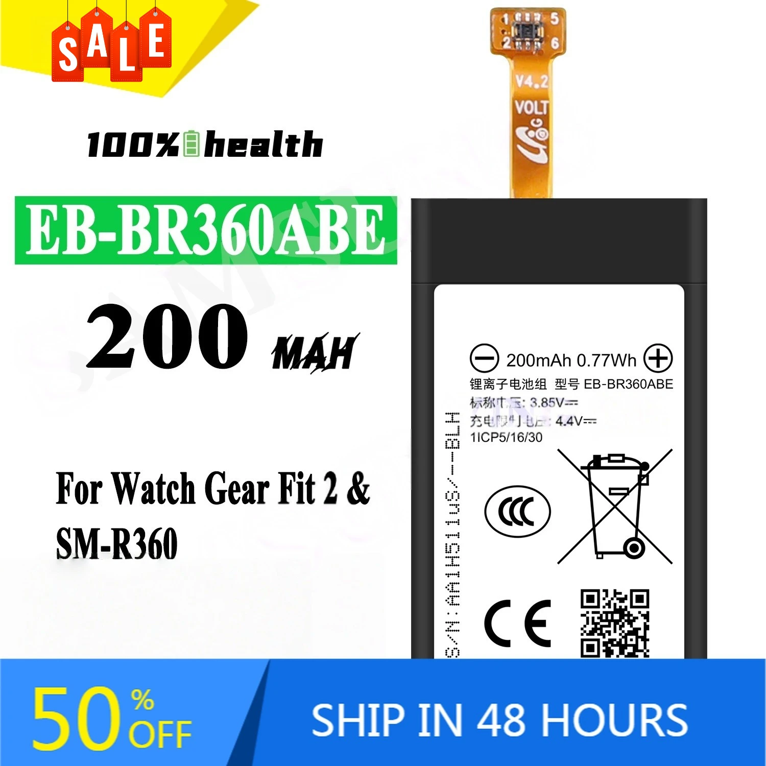 EB-BR360ABE 200mAh Watch Battery for Samsung Watch Gear Fit 2 SM-R360 Rechargeable Battery
EB-BR360ABE 200mAh Watch Battery for Samsung Watch Gear Fit 2 SM-R360 Rechargeable Battery