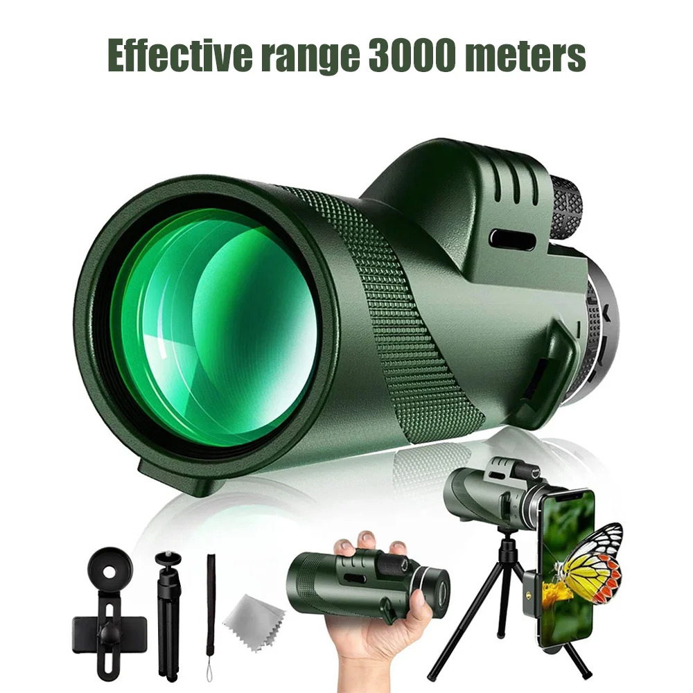 80*100 HD с подставкой для смартфона и штативом, мощный бинокль дальнего действия, портативный монокуляр или кемпинг, туризм на открытом воздухе
80*100 HD с подставкой для смартфона и штативом, мощный бинокль дальнего действия, портативный монокуляр или кемпинг, туризм на открытом воздухе