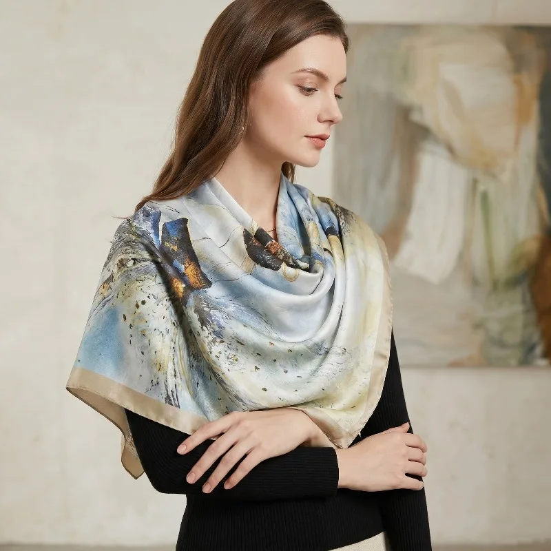 100% Mulberry Silk Scarf 35" Square Headscarf Women’s Hair Wraps Travel Shawl (88*88cm) With Gift Packed Light Blue Girl Print
100% Mulberry Silk Scarf 35" Square Headscarf Women’s Hair Wraps Travel Shawl (88*88cm) With Gift Packed Light Blue Girl Print