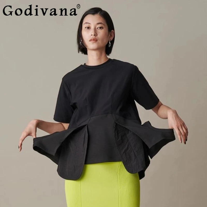 Japanese Style Fashion Heavy Industry Irregular Top Summer Women's Loose Slimming Patchwork T-Shirt Women's Daily Basic Tees
Japanese Style Fashion Heavy Industry Irregular Top Summer Women's Loose Slimming Patchwork T-Shirt Women's Daily Basic Tees