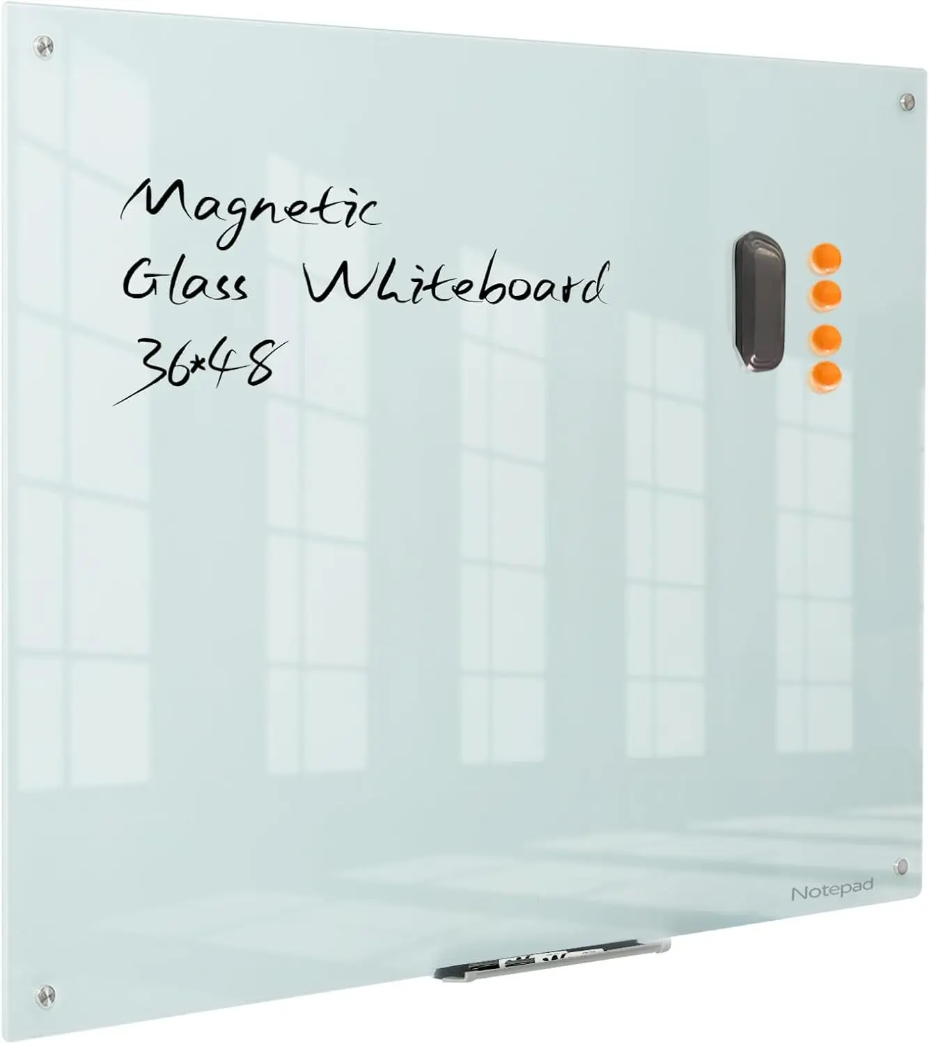 Frameless Magnetic Glass Whiteboard 48x36 Inches, Wall Mounted for Office Home School
Frameless Magnetic Glass Whiteboard 48x36 Inches, Wall Mounted for Office Home School
