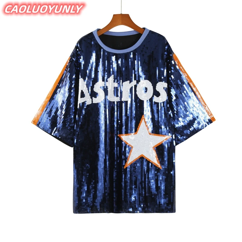 Summer High Quality Striped Streetwear Geometric Short Sleeve Sequins T-Shirt Hip Hop Round Neck Straight Loose Women's Wears
Summer High Quality Striped Streetwear Geometric Short Sleeve Sequins T-Shirt Hip Hop Round Neck Straight Loose Women's Wears