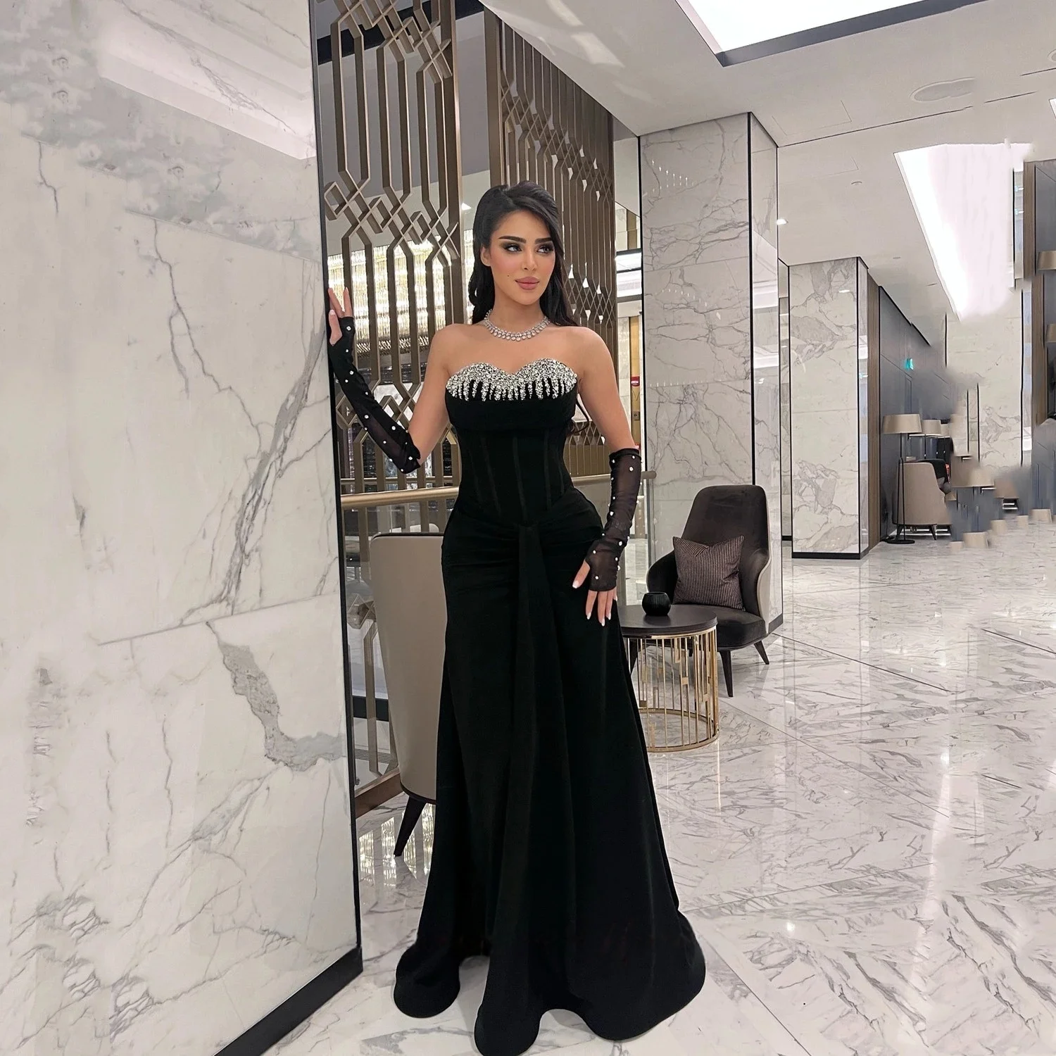 Black Beaded Long Bespoke Occasion Gown Evening Dresses Pastrol Unisex Jersey Retro Dubai Saudi Arabic Israel Prom Customized
Black Beaded Long Bespoke Occasion Gown Evening Dresses Pastrol Unisex Jersey Retro Dubai Saudi Arabic Israel Prom Customized