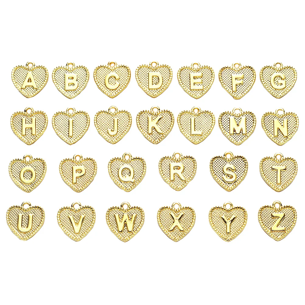 26 Pcs Golden Heart Alloy Pendant DIY Jewelry Making Supplies English Letters Charm H made Craft Project Valentine Decor
26 Pcs Golden Heart Alloy Pendant DIY Jewelry Making Supplies English Letters Charm H made Craft Project Valentine Decor