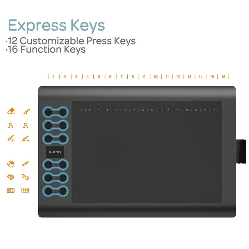 GAOMON M106K & M106K Pro Graphics Tablet with Battery-Free Pen – Compatible with Windows, Mac, & Android