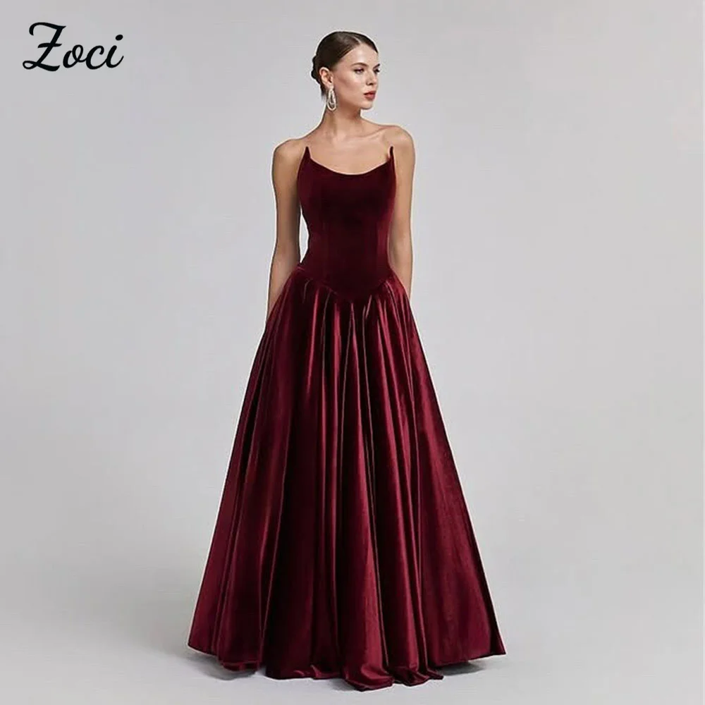 Zoci Princess Burgundy Prom Dresses A Line Velvet Satin Draped Long Evening Gown Saudi Customized Formal Party Occasion Dress
Zoci Princess Burgundy Prom Dresses A Line Velvet Satin Draped Long Evening Gown Saudi Customized Formal Party Occasion Dress