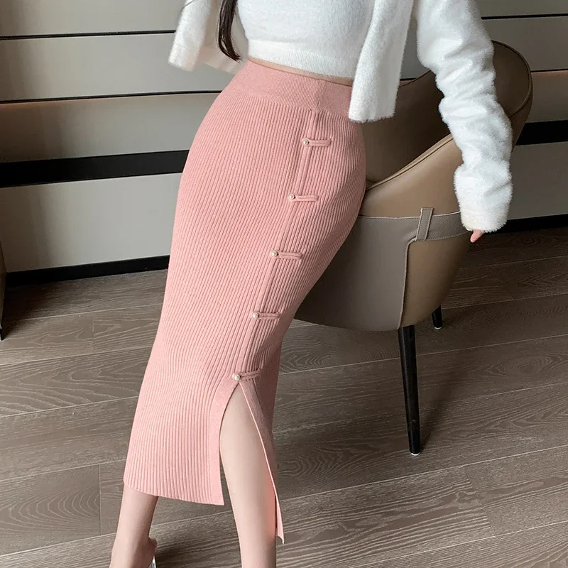 Women Solid Long Knitted Skirts High Waist Wrap Intage Straight Pencil Skirt Korean Elegant Female Autumn New Split Faldas
Women Solid Long Knitted Skirts High Waist Wrap Intage Straight Pencil Skirt Korean Elegant Female Autumn New Split Faldas
