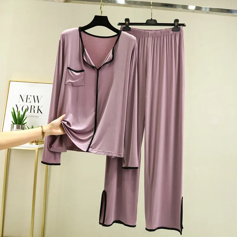 Loose XXL Plus Size Homewear Spring New Casual Pijama Set Loose Nightwear Modal 2PCS Pajamas Long Sleeve Trousers Home Suit
Loose XXL Plus Size Homewear Spring New Casual Pijama Set Loose Nightwear Modal 2PCS Pajamas Long Sleeve Trousers Home Suit
