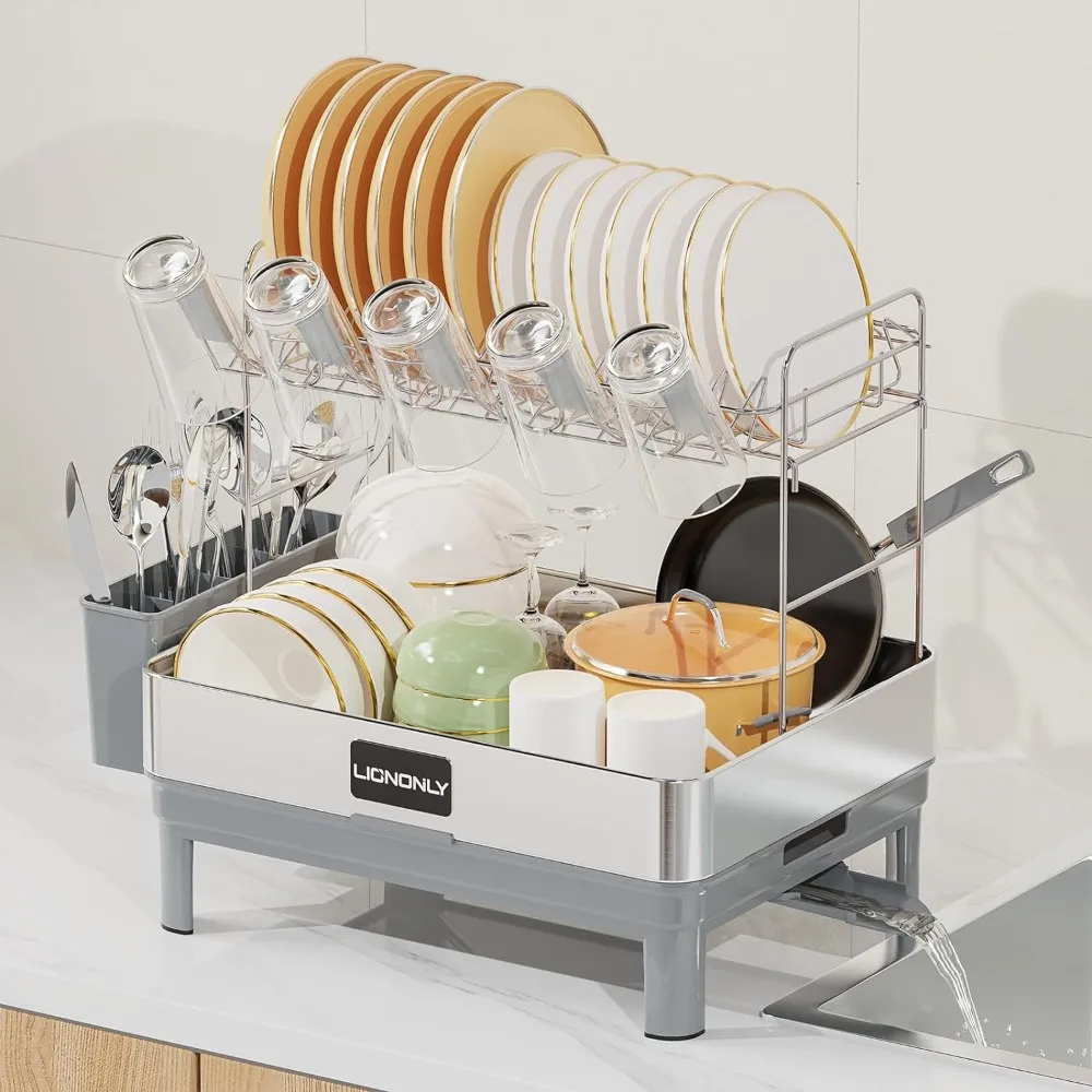 Dish Drying Rack, Thicker 304 Stainless Steel 2 Tier Durable Dish Drainer with Rotatable Drain Spout, Auto-Drain Dish Strainers
Dish Drying Rack, Thicker 304 Stainless Steel 2 Tier Durable Dish Drainer with Rotatable Drain Spout, Auto-Drain Dish Strainers