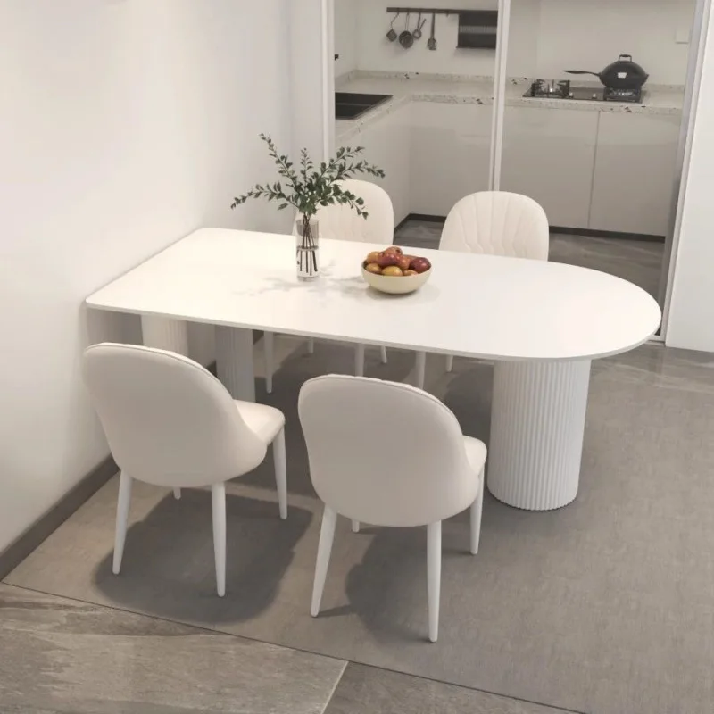 Slate semi-circular island dining table integrated home dining table light luxury table cream style
Slate semi-circular island dining table integrated home dining table light luxury table cream style