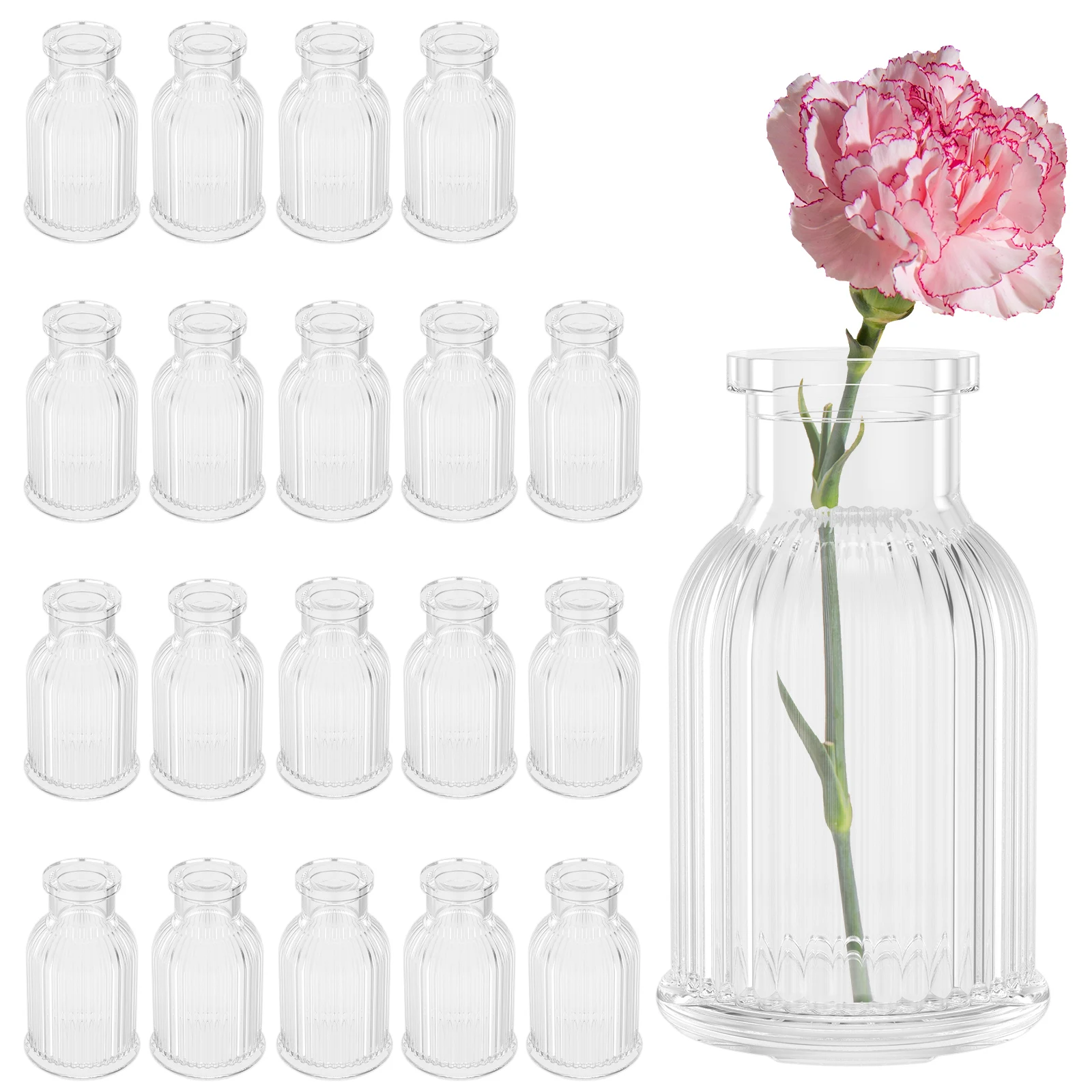 20Pcs Thick Glass Small Flower Vase for Table Centrepiece Versatile Decorative Ribbed Mini Vase for Wedding Party Living Room
20Pcs Thick Glass Small Flower Vase for Table Centrepiece Versatile Decorative Ribbed Mini Vase for Wedding Party Living Room