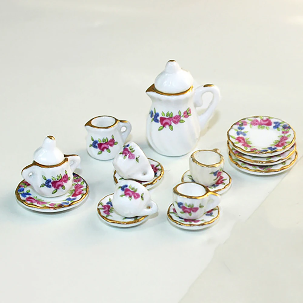 15Pcs 1/12 Dollhouse Miniature Accessories Mini Ceramics Tea Set Kettle Plate Cup Model Doll House Decoration ob11
15Pcs 1/12 Dollhouse Miniature Accessories Mini Ceramics Tea Set Kettle Plate Cup Model Doll House Decoration ob11