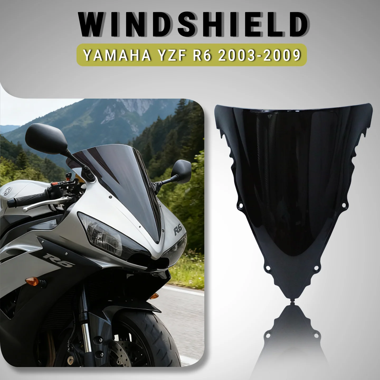 YZF-R6 Double Bubble Windscreen For Yamaha YZF R6 Motorcycle Front Windshield Wind Deflector Fairing YZFR6 Wind Screen 2003-2009
YZF-R6 Double Bubble Windscreen For Yamaha YZF R6 Motorcycle Front Windshield Wind Deflector Fairing YZFR6 Wind Screen 2003-2009