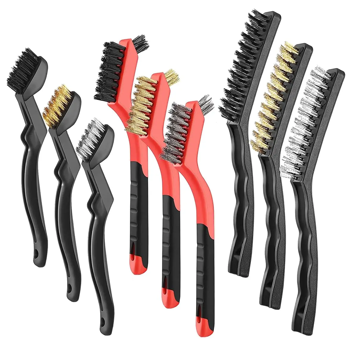 9-Piece Wire Brush Set: Steel, Brass & Nylon for Rust & Paint Removal
9-Piece Wire Brush Set: Steel, Brass & Nylon for Rust & Paint Removal