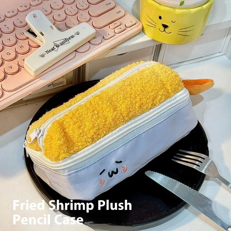 Cute Pencil Bag Cartoon Fried Shrimp Plush Pen Bag Large Capacity Zipper Stationery Storage Bag Comestics Bag School Supplies
Cute Pencil Bag Cartoon Fried Shrimp Plush Pen Bag Large Capacity Zipper Stationery Storage Bag Comestics Bag School Supplies