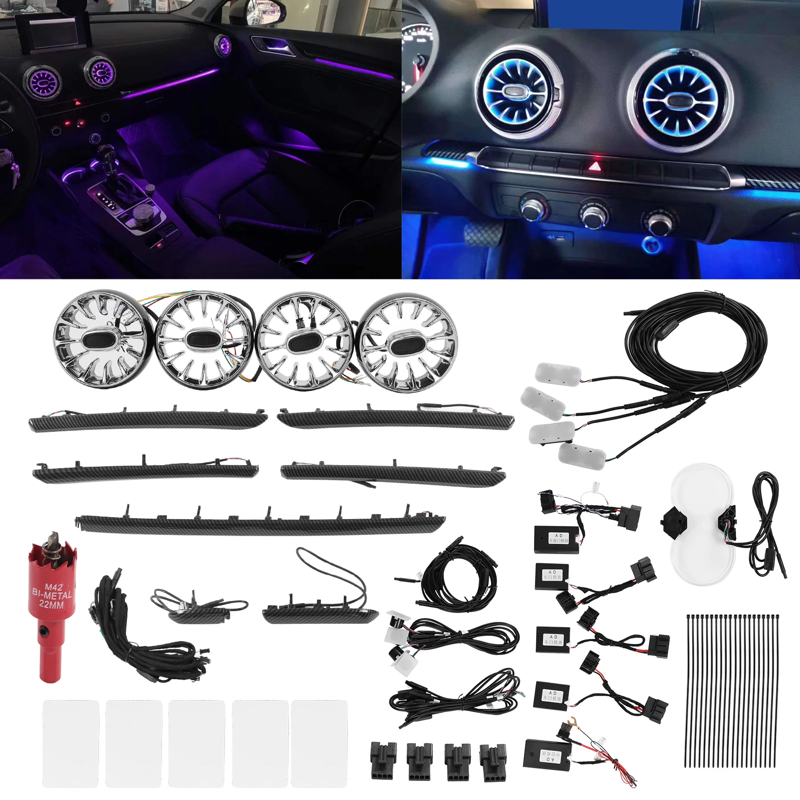 Комплект светодиодной подсветки салона автомобиля, 21-цветные светодиодные ленты из ABS PMMA, замена для Audi A3 8V 2013-2018
Комплект светодиодной подсветки салона автомобиля, 21-цветные светодиодные ленты из ABS PMMA, замена для Audi A3 8V 2013-2018