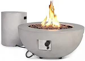 31.5 Inch Outdoor Propane Fire Pit Table w Tank Cover,50,000 BTU Round Burner, 2 Pieces Concrete Gas Fire Pit
31.5 Inch Outdoor Propane Fire Pit Table w Tank Cover,50,000 BTU Round Burner, 2 Pieces Concrete Gas Fire Pit