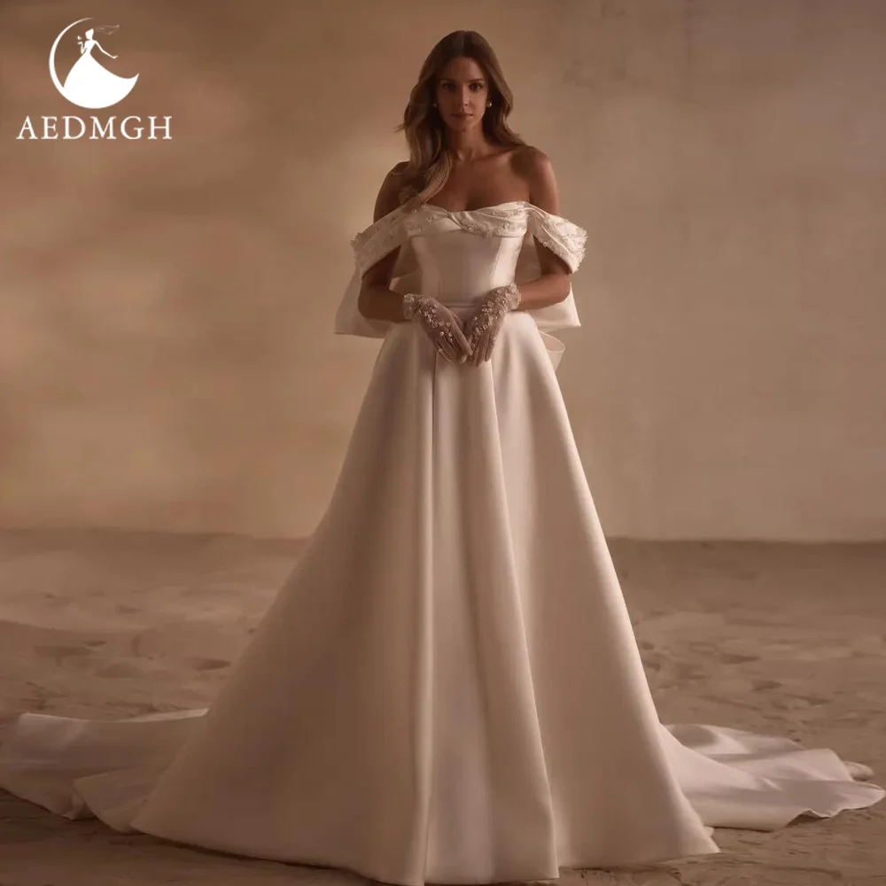Aedmgh A-Line Elegant Wedding Dresses Sweetheart Off The Shoulder Vestido De Novia Matte Satin Sexy Bow Custom Made Bridal Gown
Aedmgh A-Line Elegant Wedding Dresses Sweetheart Off The Shoulder Vestido De Novia Matte Satin Sexy Bow Custom Made Bridal Gown