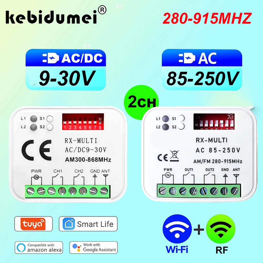 Модуль умного переключателя Tuya WiFi RF 280-915 МГц AC 85-250 В постоянного тока 9-30 В, умный переключатель двигателя света, 2 канала для Alexa Google Home Garage Door
Модуль умного переключателя Tuya WiFi RF 280-915 МГц AC 85-250 В постоянного тока 9-30 В, умный переключатель двигателя света, 2 канала для Alexa Google Home Garage Door