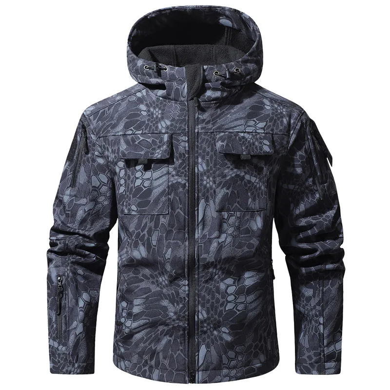Мужская камуфляжная зимняя куртка из мягкой оболочки, водонепроницаемая охотничья куртка на флисовой подкладке, пальто с капюшоном для пешего туризма и рыбалки MY1152
Мужская камуфляжная зимняя куртка из мягкой оболочки, водонепроницаемая охотничья куртка на флисовой подкладке, пальто с капюшоном для пешего туризма и рыбалки MY1152