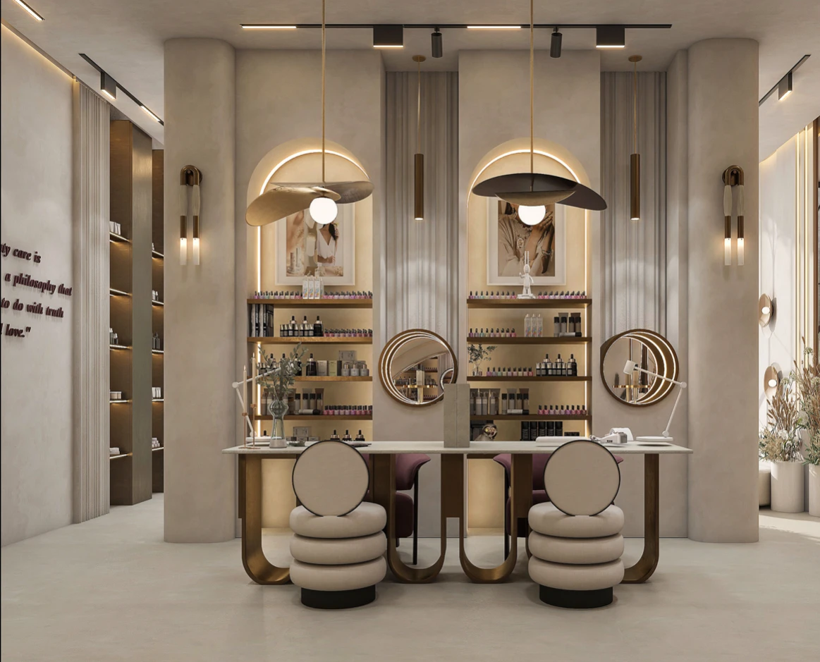100% Customized Luxury Beauty Salon Interior Design Skincare Store Manicure Station Wall Shelf Spa Salon Display Furniture
100% Customized Luxury Beauty Salon Interior Design Skincare Store Manicure Station Wall Shelf Spa Salon Display Furniture