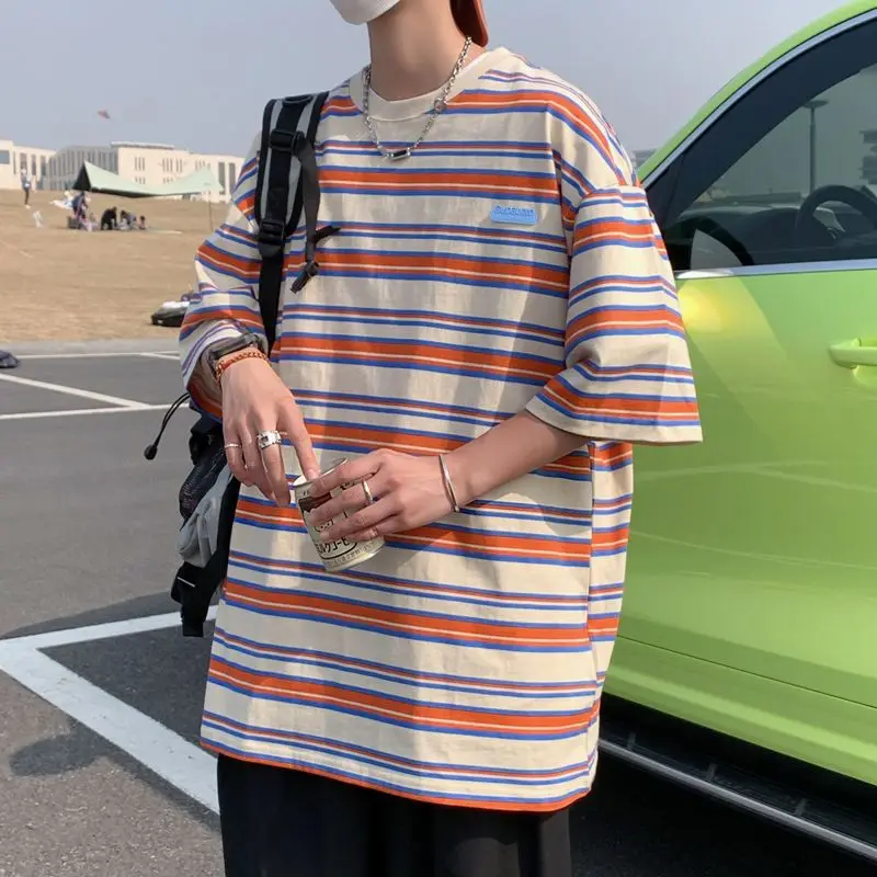 Men's Slim Fit Short Sleeve T-Shirt round Neck Striped Thin Summer Top 2023 New Style Casual Comfortable Breathable Shirt
Men's Slim Fit Short Sleeve T-Shirt round Neck Striped Thin Summer Top 2023 New Style Casual Comfortable Breathable Shirt