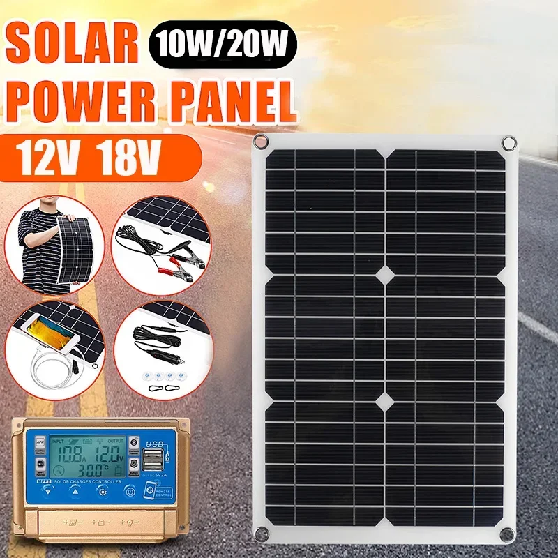 10W/20W Solar Panel With New 12/24V MPPT bluetooth Controller For Car Moblie Phone Battery Charger Home Dual USB Solar Power Kit
10W/20W Solar Panel With New 12/24V MPPT bluetooth Controller For Car Moblie Phone Battery Charger Home Dual USB Solar Power Kit