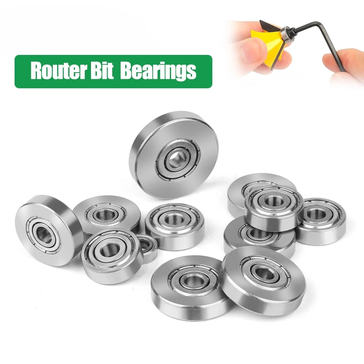 Bearings Accessories Kit 4.76mm 6.35mm 12.7mm Router Bit Top Mounted Ball Bearings Guide Milling Cutter Bearing Wrench Set
Bearings Accessories Kit 4.76mm 6.35mm 12.7mm Router Bit Top Mounted Ball Bearings Guide Milling Cutter Bearing Wrench Set
