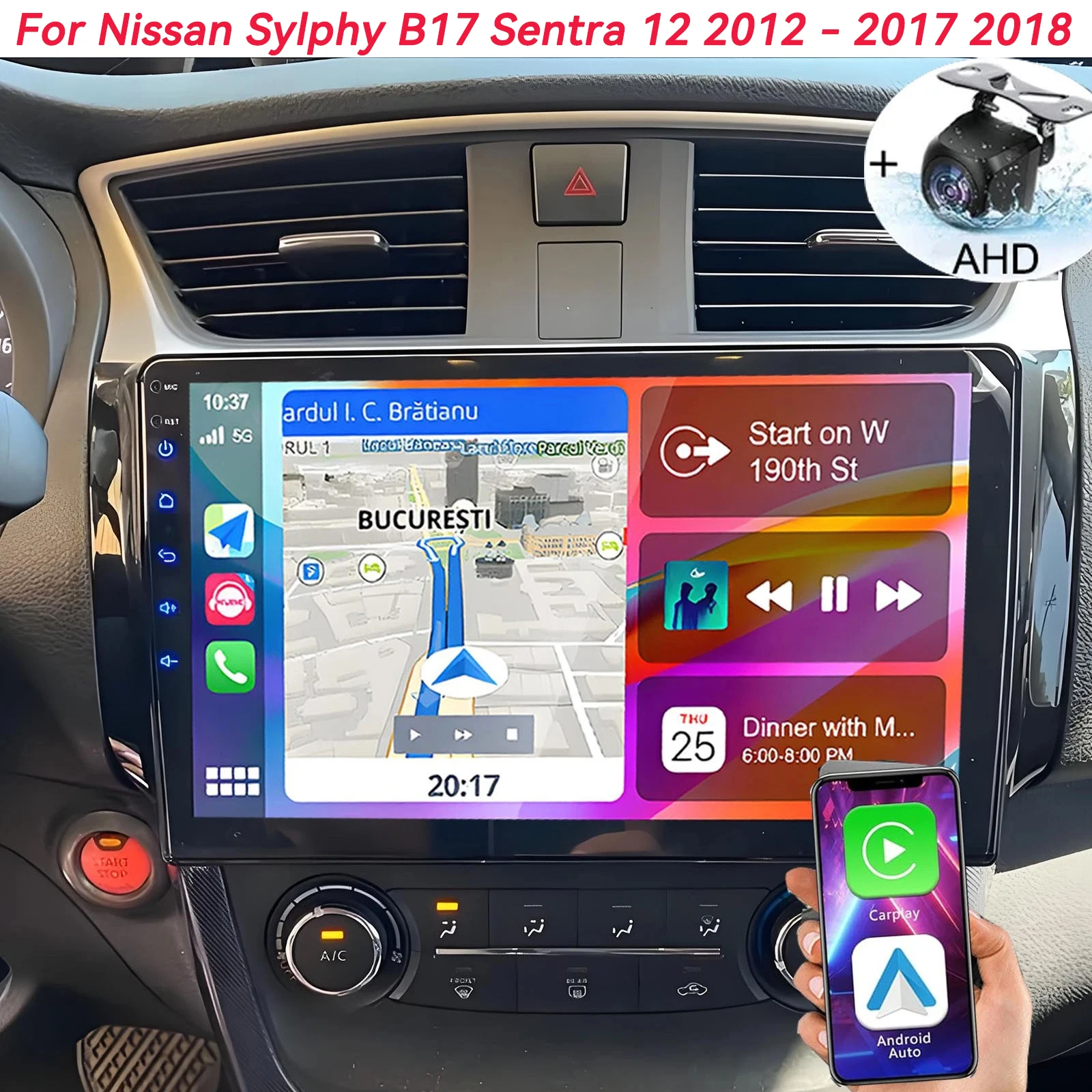 Android 16 Carplay Auto For Nissan Sylphy B17 Sentra 12 2012 - 2017 2018 10"Inch Car Radio Stereo Multimedia Player DSP RDS GPS
Android 16 Carplay Auto For Nissan Sylphy B17 Sentra 12 2012 - 2017 2018 10"Inch Car Radio Stereo Multimedia Player DSP RDS GPS
