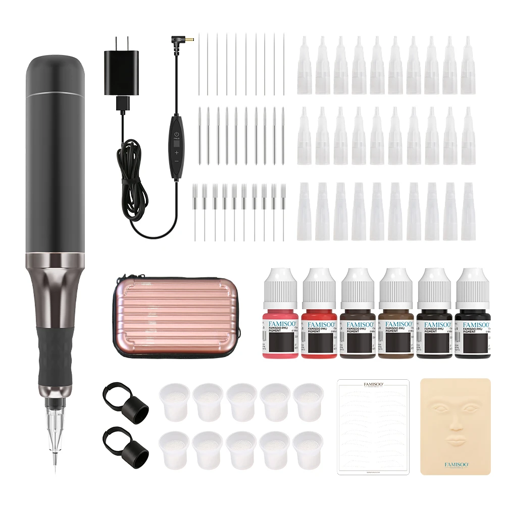 Permanent Makeup Machine set- Portable PMU Machine Tattoo Pen Gun with Needles Permanent Makeup Pigment for Eyebrows, Eyeliners
Permanent Makeup Machine set- Portable PMU Machine Tattoo Pen Gun with Needles Permanent Makeup Pigment for Eyebrows, Eyeliners