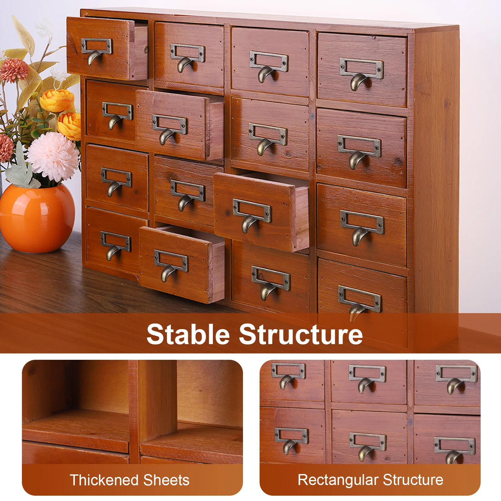 Desk Drawer Organizer with 16 Drawers Wooden Storage Box Multifunction Rustic Wood Desk Drawer for Tea Coffee Pod Storage
Desk Drawer Organizer with 16 Drawers Wooden Storage Box Multifunction Rustic Wood Desk Drawer for Tea Coffee Pod Storage
