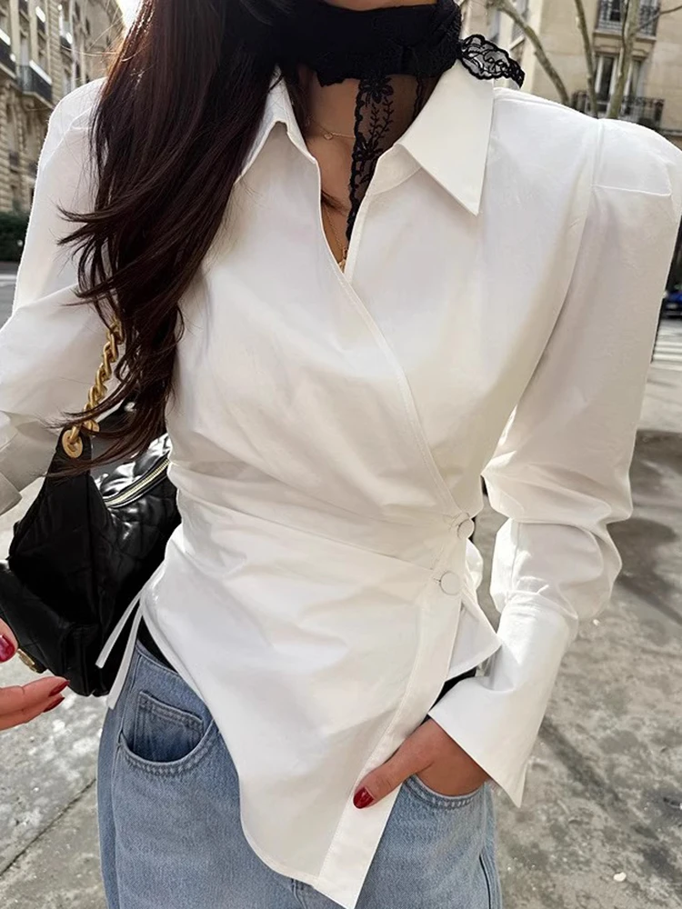 Spring New Sle Women's Slim Fit Long Sve irt Irregular Cross Button Design Korean Sle Commute Faion Casual irt
Spring New Sle Women's Slim Fit Long Sve irt Irregular Cross Button Design Korean Sle Commute Faion Casual irt