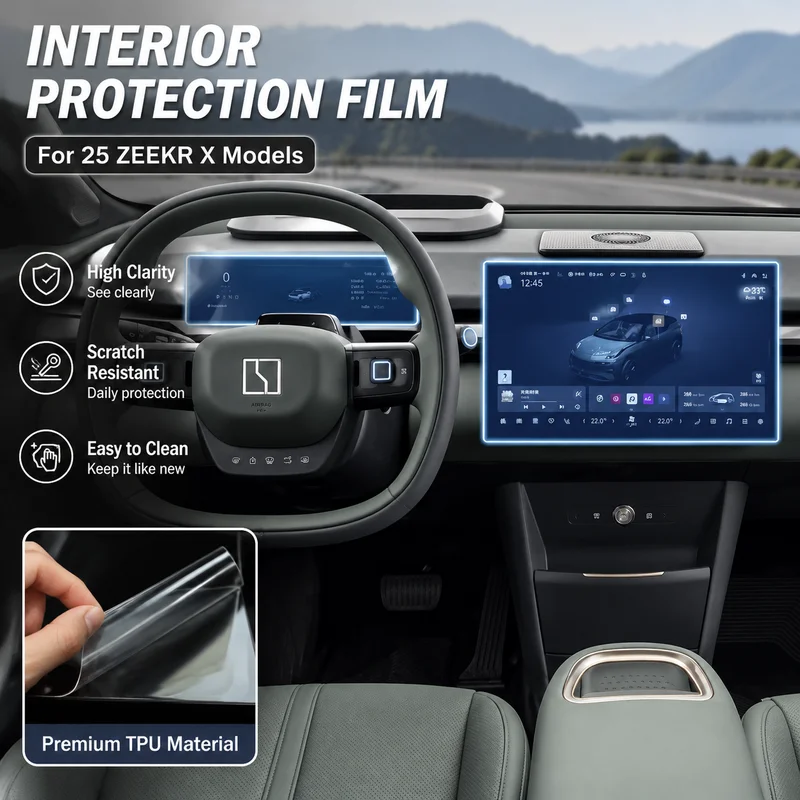 Interior Protection Film For 25 ZEEKR X Models Dashboard Navigation Screen Gear Shift Air Conditioner TPU High Clarity Film
Interior Protection Film For 25 ZEEKR X Models Dashboard Navigation Screen Gear Shift Air Conditioner TPU High Clarity Film