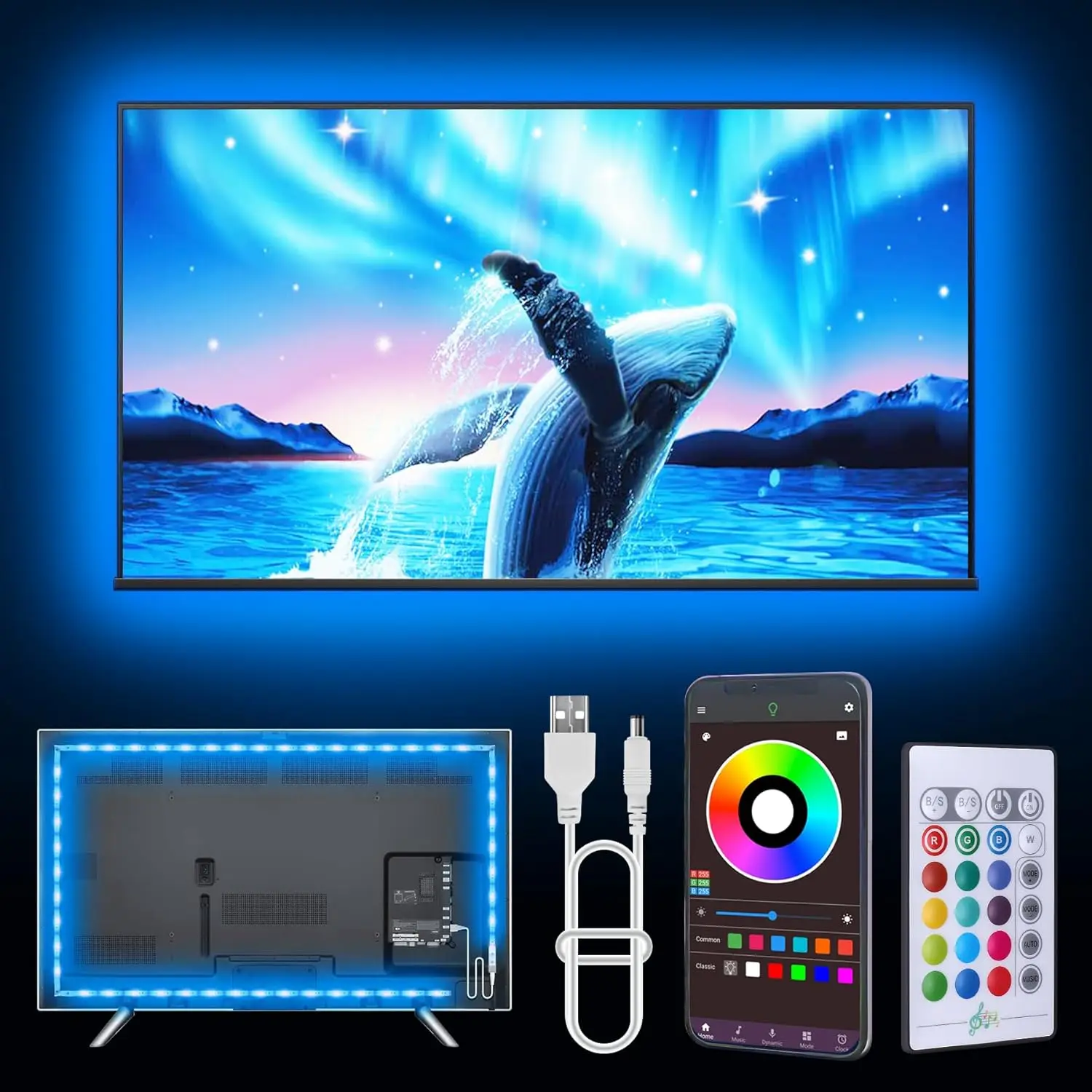 20FT USB LED Strip Lights for TV 32-80 Inch, Music Sync RGB Backlight with Remote & App Control, Gaming Room Decor
20FT USB LED Strip Lights for TV 32-80 Inch, Music Sync RGB Backlight with Remote & App Control, Gaming Room Decor