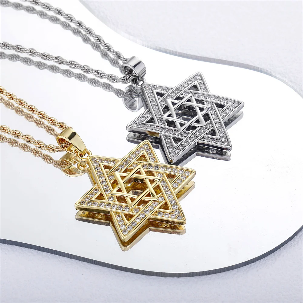 Модный мужской кулон с гексаграммой в стиле хип-хоп с инкрустацией цирконом, изысканное и универсальное ожерелье со звездой Давида
Модный мужской кулон с гексаграммой в стиле хип-хоп с инкрустацией цирконом, изысканное и универсальное ожерелье со звездой Давида