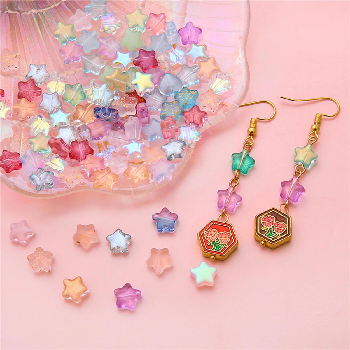 Ancient Style Straight Hole Pentagonal Star Glass Beads For DIY Jewelry Making Earring Bracelet Necklace Accessories 10pcs/bag
Ancient Style Straight Hole Pentagonal Star Glass Beads For DIY Jewelry Making Earring Bracelet Necklace Accessories 10pcs/bag