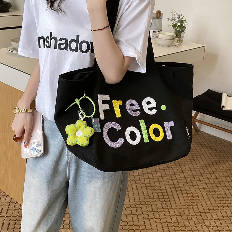 Embroidered Letter Canvas Tote Bag Women's Vertical Single Shoulder Bag Casual Student School Bag Versatile Crossbody Bag
Embroidered Letter Canvas Tote Bag Women's Vertical Single Shoulder Bag Casual Student School Bag Versatile Crossbody Bag