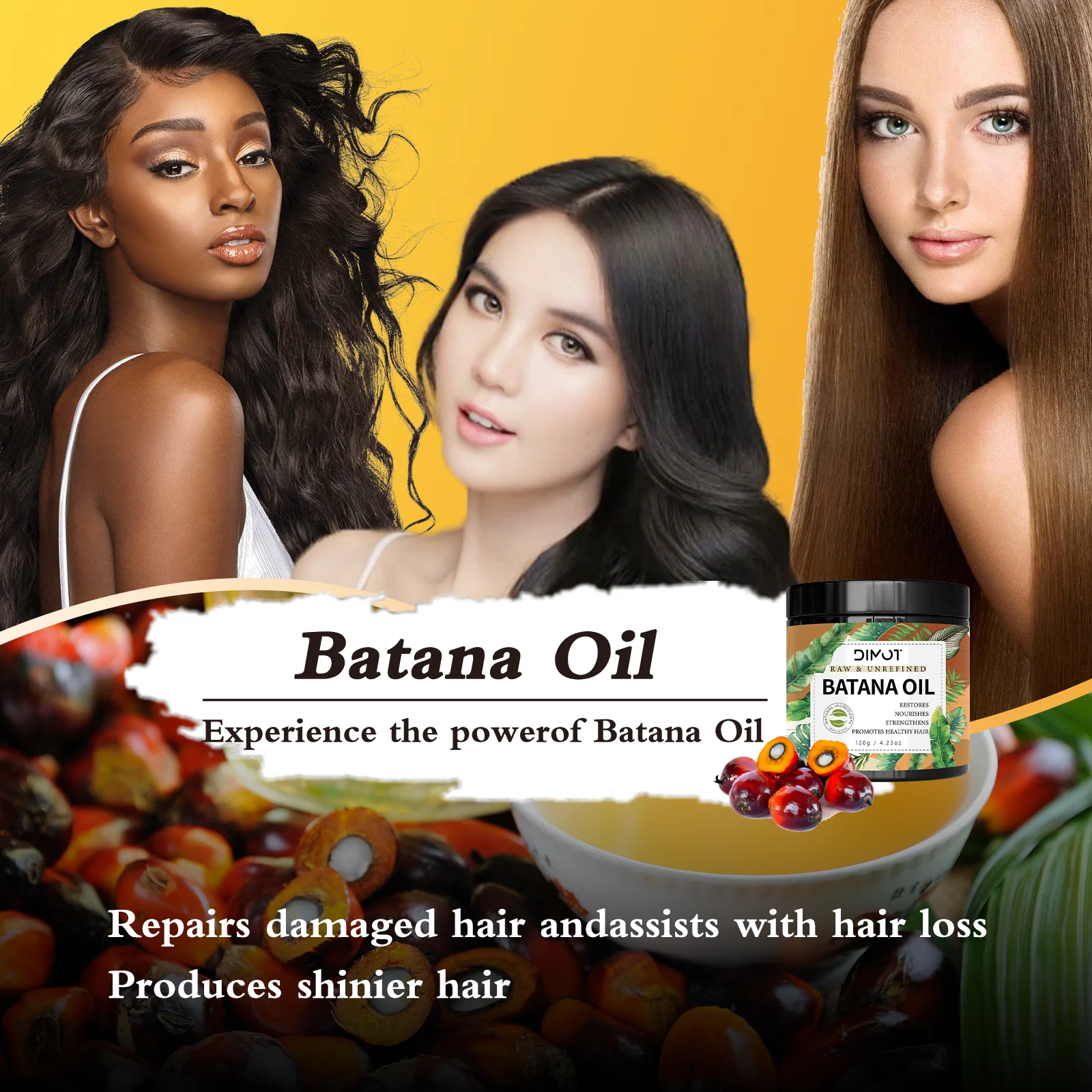 DIMOT Natural Batana Hair Care Mask Cream Anti Hair Break Hair Regrowth Treatments Cream Repair Increase Hair Thickness
DIMOT Natural Batana Hair Care Mask Cream Anti Hair Break Hair Regrowth Treatments Cream Repair Increase Hair Thickness