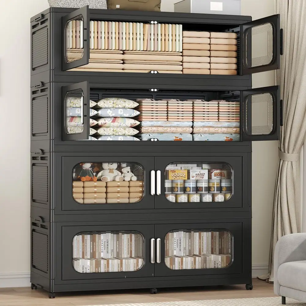 Extra Large Stackable Storage Bins with Lid amp Wheels amp Doors, 200QT 50GAL 4Tiers Collapsible Closet Organizers Plastic Cont
Extra Large Stackable Storage Bins with Lid amp Wheels amp Doors, 200QT 50GAL 4Tiers Collapsible Closet Organizers Plastic Cont