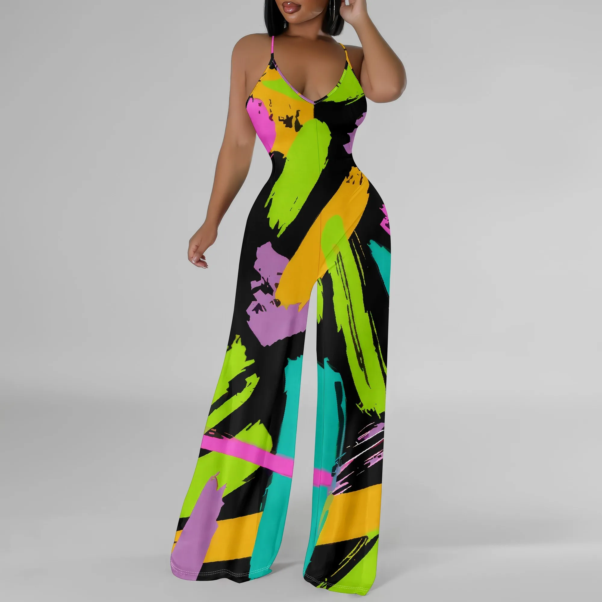 Women's Sexy Off Shoulder Backless Bodycon Crew Neck Spaghetti Strap Fashion Printed Casual Long Pants Jumpsuit
Women's Sexy Off Shoulder Backless Bodycon Crew Neck Spaghetti Strap Fashion Printed Casual Long Pants Jumpsuit