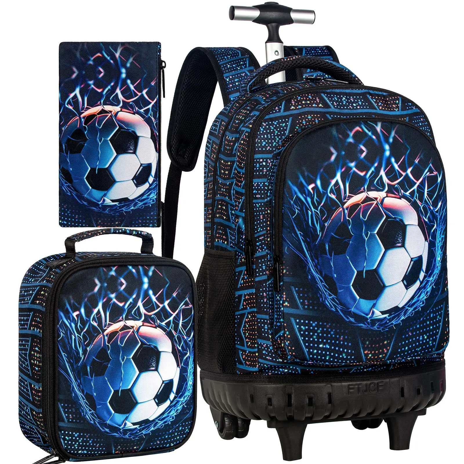 3Pcs Blue Soccer Goal Wheeled Backpack Set Kids Trolley School Bag with Lunch Box
3Pcs Blue Soccer Goal Wheeled Backpack Set Kids Trolley School Bag with Lunch Box